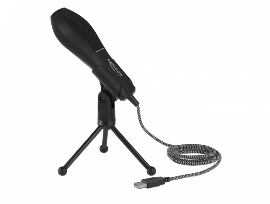 Imagine Microfon condensator USB cu suport de masa ideal pentru jocuri, Skype si vocal, Delock 65939